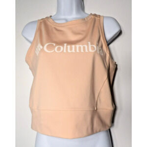 Columbia Crop Top Sz Large Omni-Wick Peach Color Spellout Logo Sleeveless
